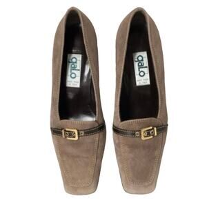 Galo Hand Made Italy Brown Suede Low Heel Buckle Eu 38.5/us 8 Academia Preppy